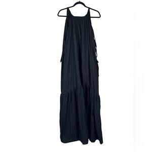 Magari Black Tiered Cotton Boho Maxi Dress Womens L Beachy Summer Cottage Core